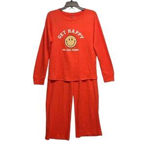Jenni Intimates Pajama Set Womens XS Smiley Face Graphic Print  Ribbed Knit